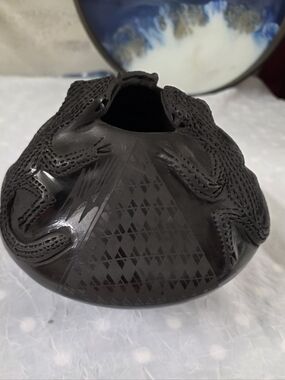 Vintage Mexican Art Pottery Lizard Bowl Signed Jose L Quezada Hecho Mexico